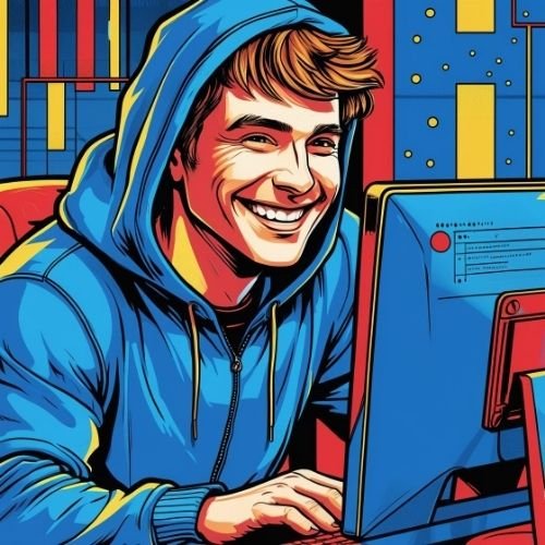 A young man learning from my beginnerβs guide to ethical hacking