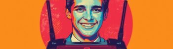 Smiling man behind Cudy WireGuard VPN router for ProtonVPN setup illustration.
