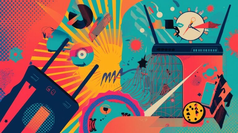 Cudy Router WireGuard Performance: Real-World Speed, Stability, and Tradeoffs 😈 5 Vivid abstract explosion of colors, tech elements, and dynamic shapes with a chaotic energy.