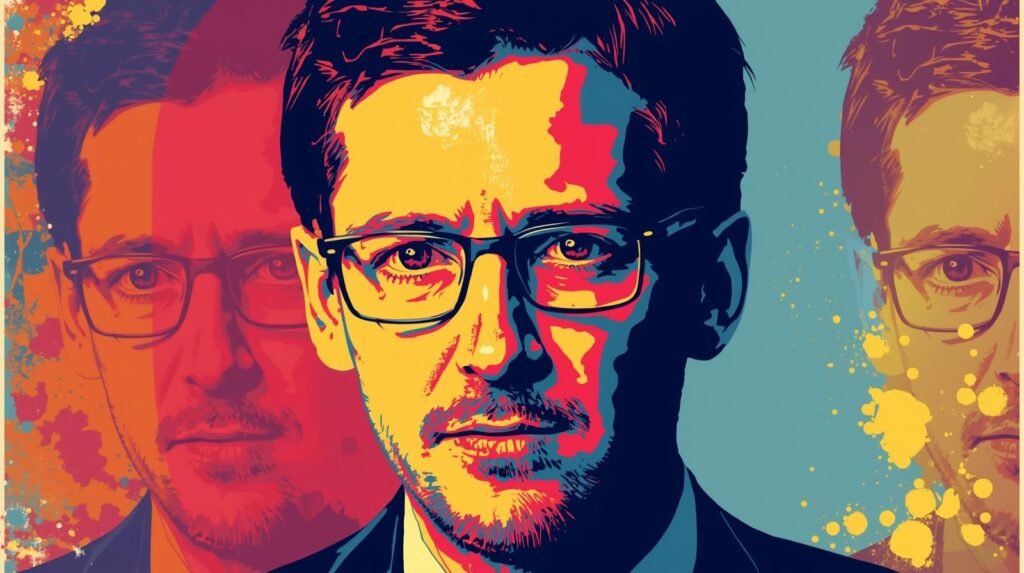 Stylized portrait of a man in bold colors, highlighting modern digital art trends.