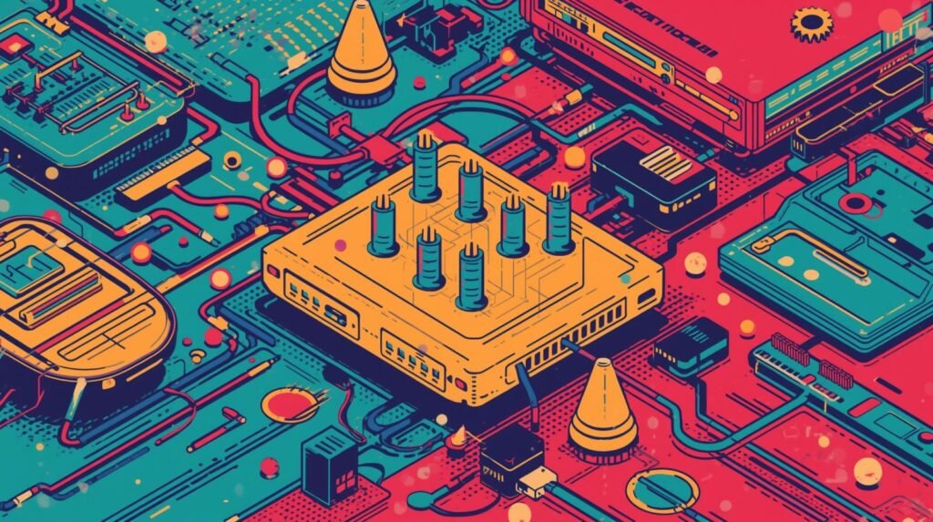 Cudy Router WireGuard Performance: Real-World Speed, Stability, and Tradeoffs 😈 4 Futuristic abstract circuit board illustration with vibrant colors and electronic components.