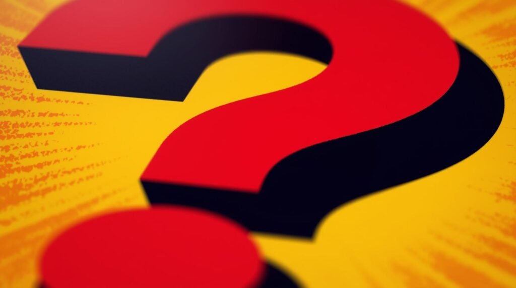 Vibrant red 3D question mark on textured yellow background, symbolizing inquiry and curiosity.