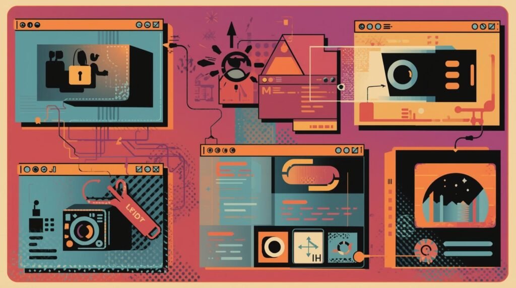 Context Switching Breaks OPSEC: Why Humans Leak Security 🧠 3 Retro-futuristic illustration of technology, security, surveillance, and innovation in vibrant colors.