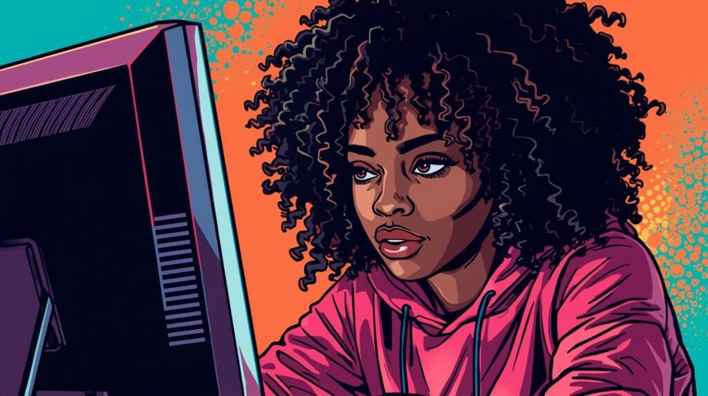 How I Thought My Lab Was Secure — Until I Actually Tested It 🧪 4 Young woman intensely working on a computer in vibrant digital illustration.