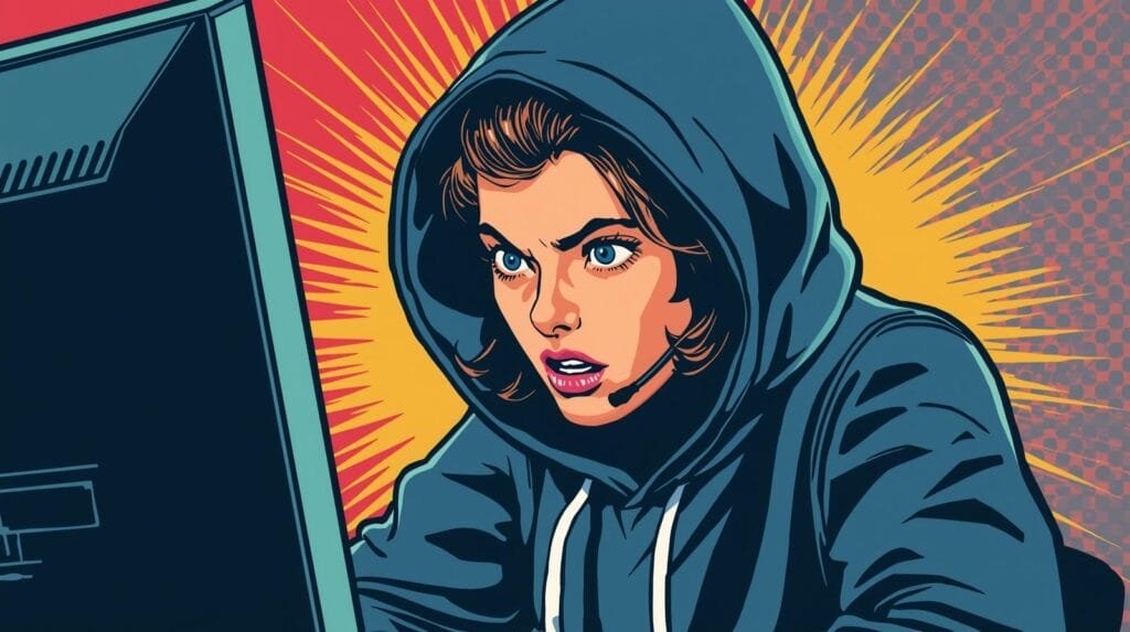 How Routers Break OPSEC Without You Noticing 🧠 4 Comic-style illustration of a focused gamer in a hoodie with a colorful, dramatic background.