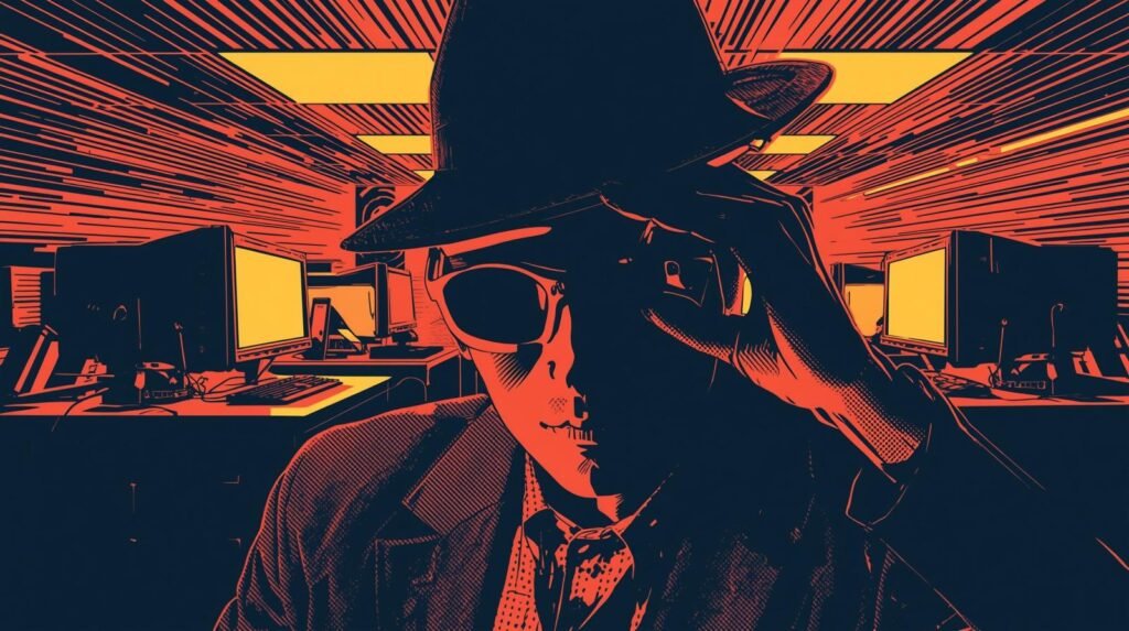 Browser Isolation in Ethical Hacking Labs: Why Browsers Break OPSEC Even When Networks Don’t 🧠 3 Mysterious noir figure in tech-filled office with dramatic lighting and glowing monitors.