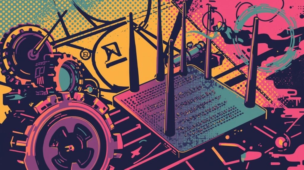 Cudy Router WireGuard Performance: Real-World Speed, Stability, and Tradeoffs 😈 3 Futuristic abstract art featuring colorful geometric shapes and technological motifs in vibrant hues.