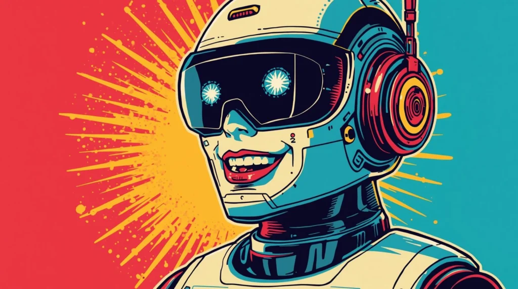 Colorful retro-style robot illustration