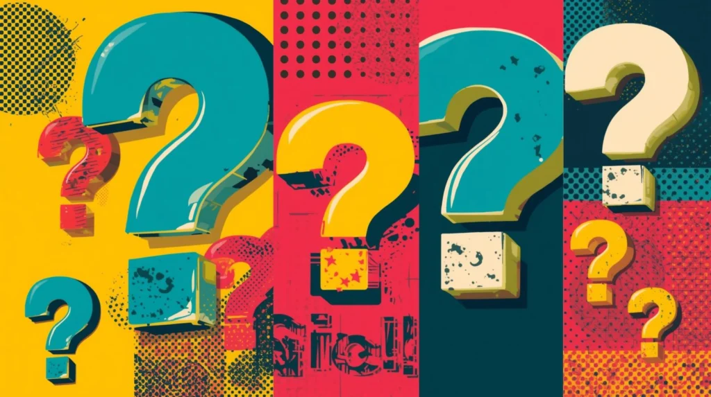 Colorful question marks on backgrounds
