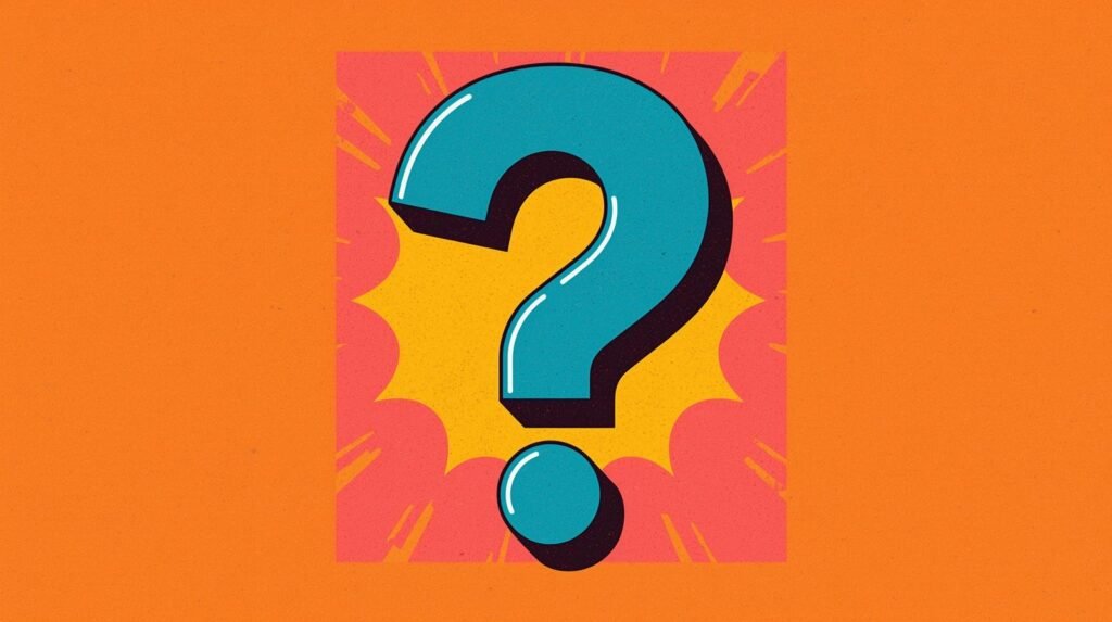 Deepfake Vishing Scams: How AI Voice Cloning Breaks Trust 🎭 7 Bright 3D blue question mark with colorful background, pop art style.