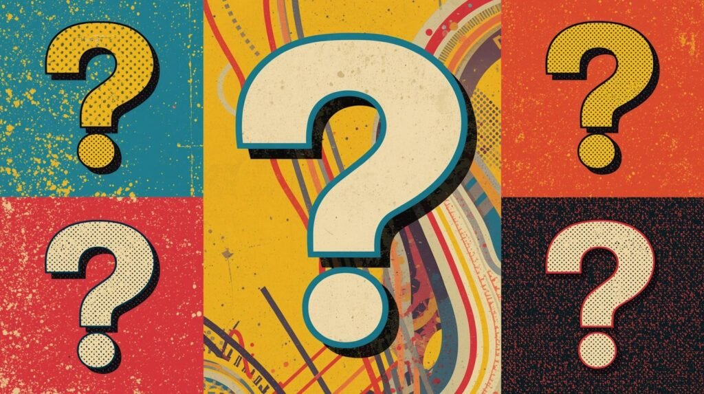 Threat Hunting Lab for Beginners: Build Your Own Mini SOC 🎯 5 Colorful, textured question marks on vibrant backgrounds, combining retro patterns with modern design elements.