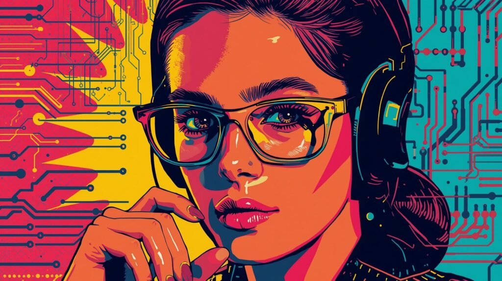 Web Application Penetration Testing for Beginners: Step‑by‑Step Guide 🔍 8 Vibrant digital art: person with headphones and glasses amidst colorful circuit board patterns.