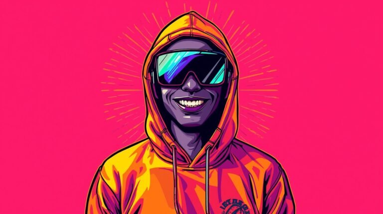 How to Use AI for Ethical Hacking (Without Crossing the Line) 🤖 1 Vibrant neon illustration of a hoodie-wearing figure with reflective sunglasses and stylized halo.