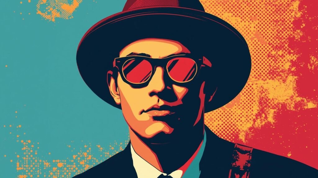 Web Application Penetration Testing for Beginners: Step‑by‑Step Guide 🔍 3 Pop art portrait featuring a mysterious figure in a suit and fedora with a vibrant background.