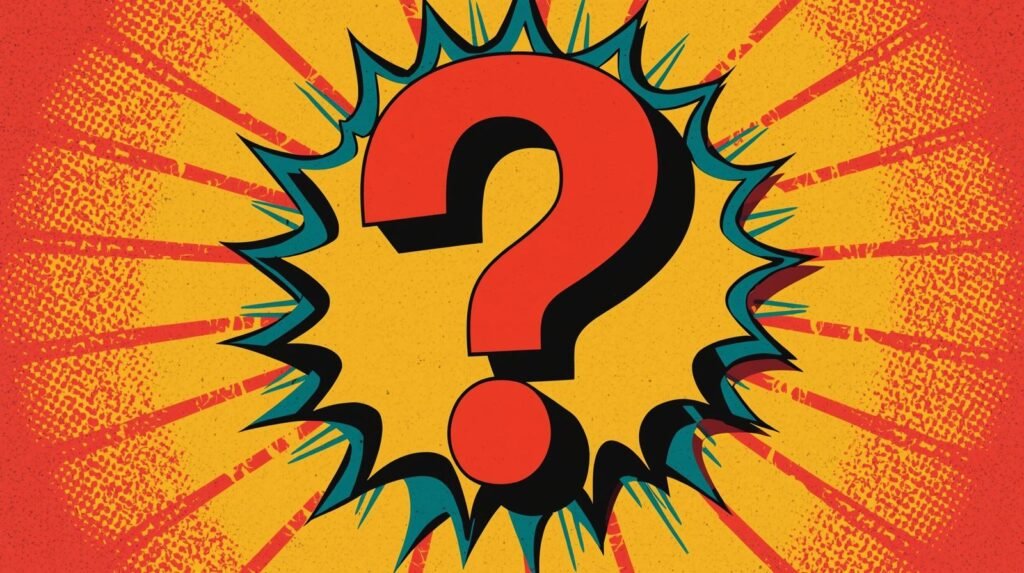 How to Access the Dark Web Safely Using Tails OS and OPSEC 🕳️ 6 Comic-style red question mark with explosive yellow burst and retro halftone texture.