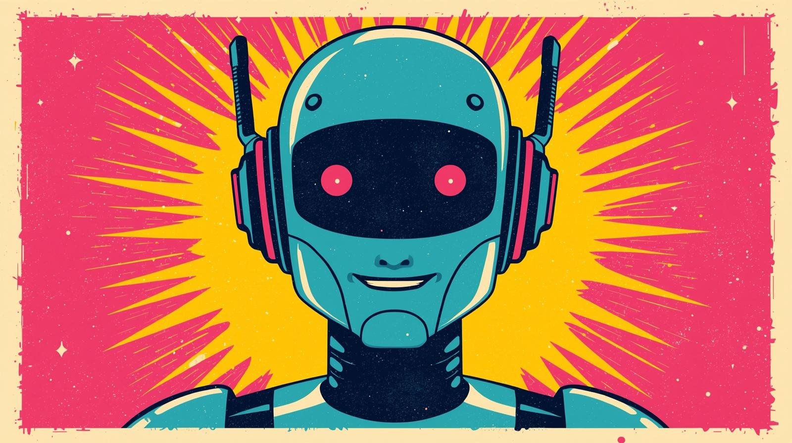 Robin AI: Ethical Dark Web Research Without Losing OPSEC 🔍 1 Retro-futuristic robot with headphones, glowing eyes, and vibrant cosmic background.