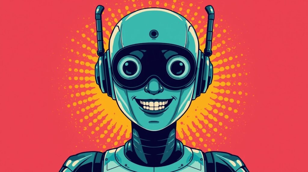 Robin AI: Ethical Dark Web Research Without Losing OPSEC 🔍 4 Cheerful retro-futuristic robot with antennas, vibrant colors, and comic book pop art background.