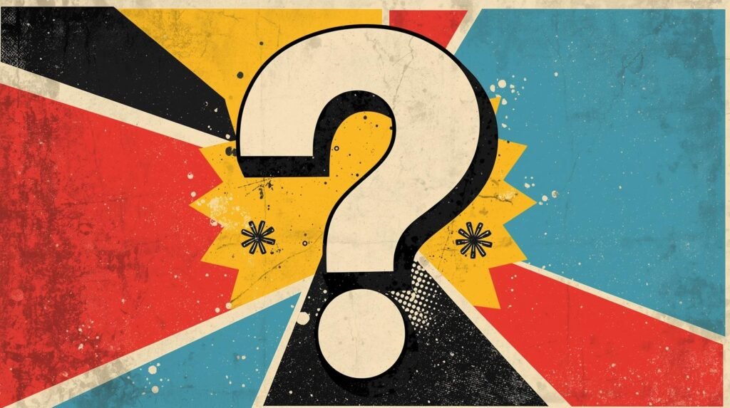 Container Security Explained: How to Secure Docker, Kubernetes & Serverless 🧬 7 Pop art question mark with vintage texture, comic burst, stars, and colorful retro background segments.