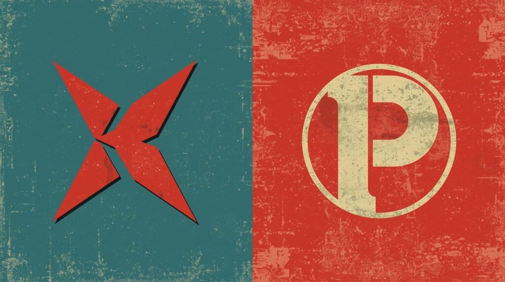 Kali Linux for Beginners vs Parrot OS: Which One Is Safer to Start With? 🧭 6 Vintage graphic design: teal and red split with distressed textures and bold emblems.