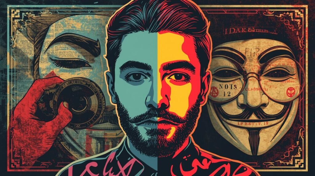 How People Accidentally Expose Themselves on the Dark Web 🕳️ 5 Digital artwork exploring identity, duality, contrast, perception, with abstract faces and vibrant colors.