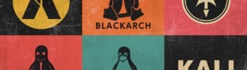 Linux distribution logos collage: BlackArch, Tux, and Kali, highlighting security and open-source themes.