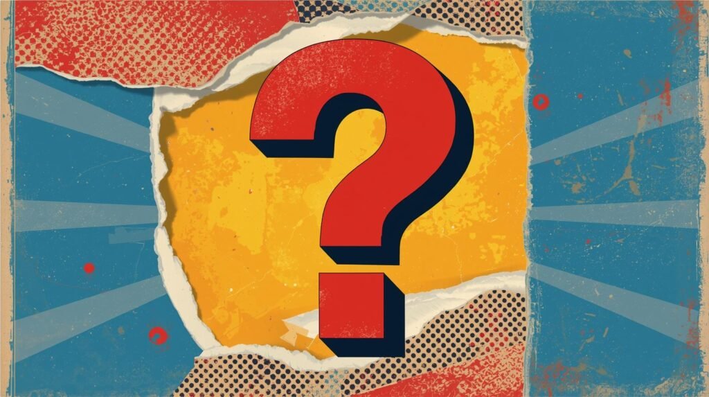 Kali Linux for Beginners vs Parrot OS: Which One Is Safer to Start With? 🧭 7 Bold red question mark on vintage collage background with torn paper effect and vibrant colors.