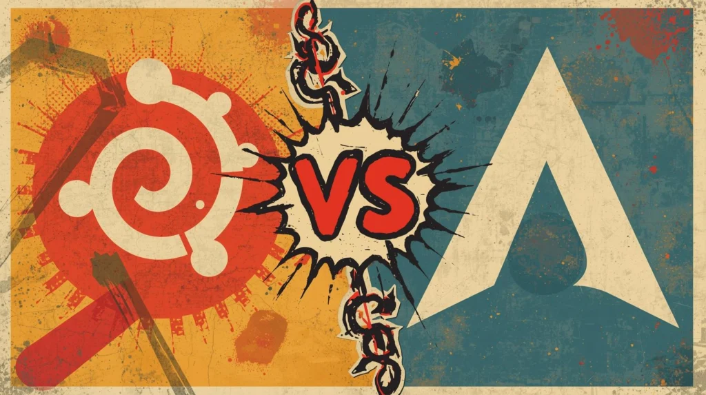 Orange vs blue logo clash with swirling and angular emblems, vibrant colors.