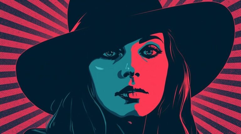 Why Most Dark Web Monitoring Fails 🕶️ 4 Pop art woman portrait in contrasting blue and pink with wide-brimmed hat.