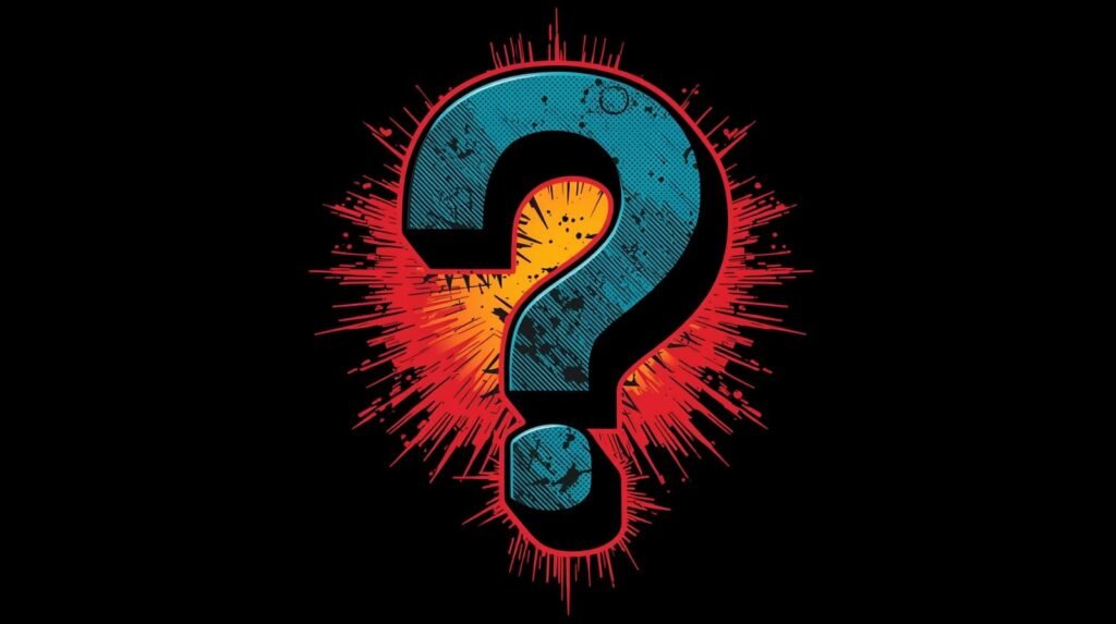 Why Most Dark Web Monitoring Fails 🕶️ 7 Vibrant comic-style question mark with dynamic energy burst on dark background.
