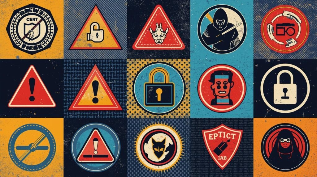 Zero Trust Architecture and IAM for Freelancers and Ethical Hacking Labs🧩 3 Retro security icons collage with danger, protection, and technology themes in a vintage style.