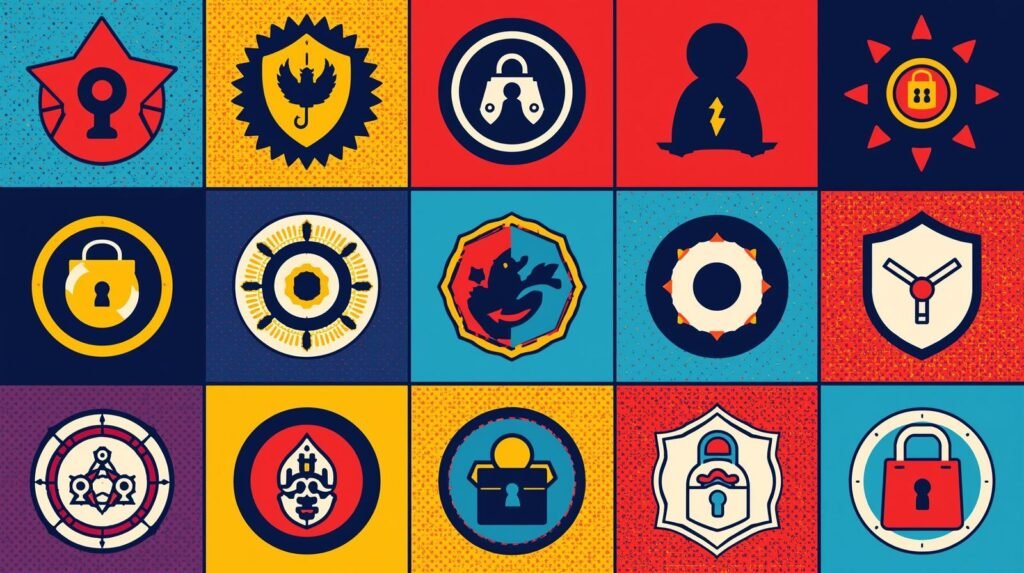 OWASP Top 10 Cybersecurity: 7 Dangerous Security Shifts Reshaping Defence 🧭 5 Vibrant security and technology symbols in a colorful four-by-four grid.