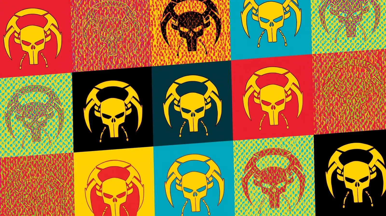 Why Trojan Attacks Still Work — Even in Secure Home Labs 🧨 1 Pop art grid of vibrant skull designs with varied colors and patterns.