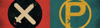 Kali Linux vs Parrot OS split red teal emblem poster for ethical hacking.