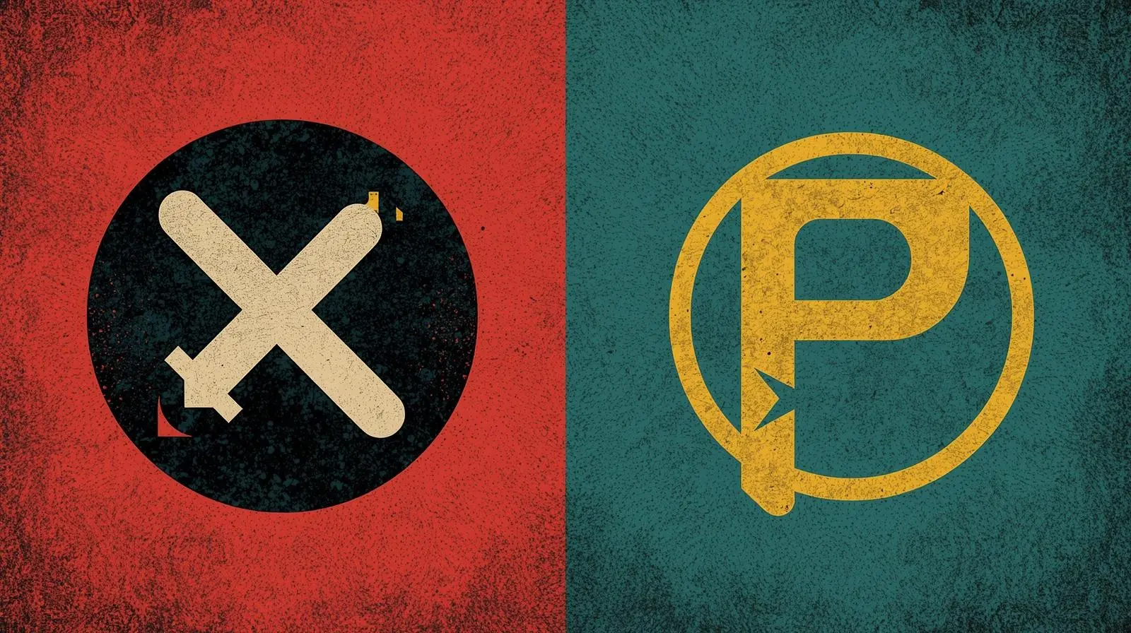 Kali Linux vs Parrot OS split red teal emblem poster for ethical hacking.