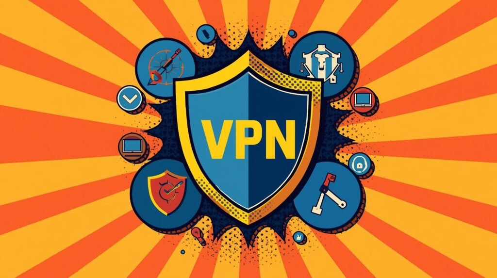 VPNs Explained: Real-World Privacy, OPSEC, and Common Mistakes 🧭 3 VPN security shield with cybersecurity icons and vibrant background.