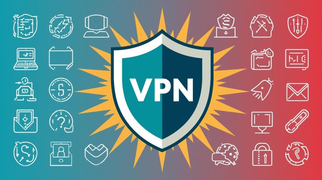 VPNs Explained: Real-World Privacy, OPSEC, and Common Mistakes 🧭 4 VPN shield icon with security symbols, representing online privacy and data protection.