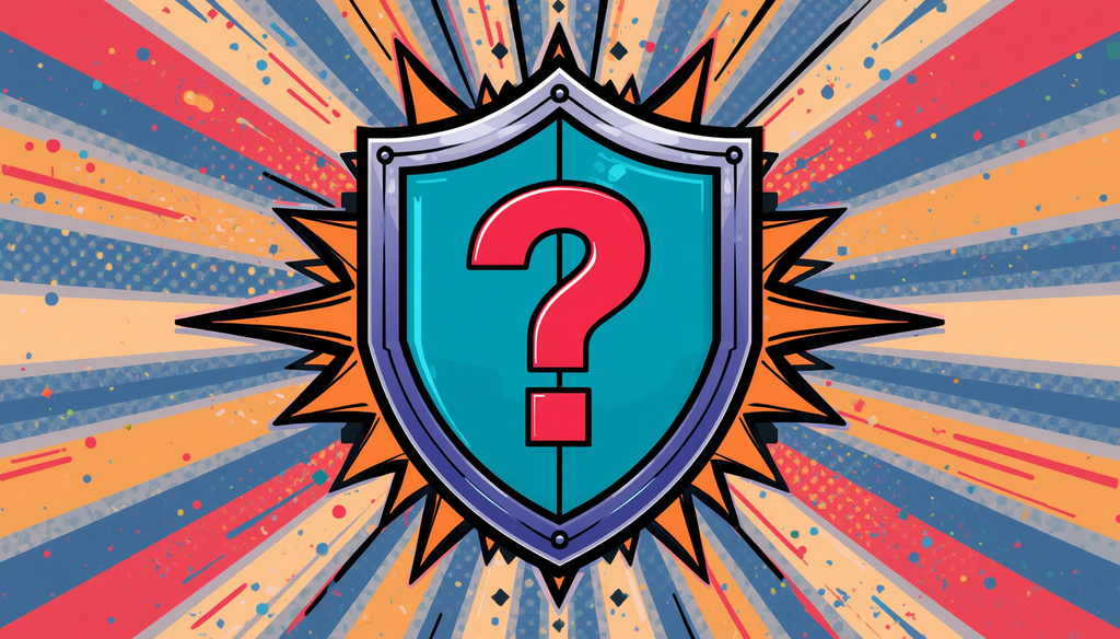 Mystery shield with bold question mark, comic emblem about do VPNs prevent hacking and protect you from hackers.