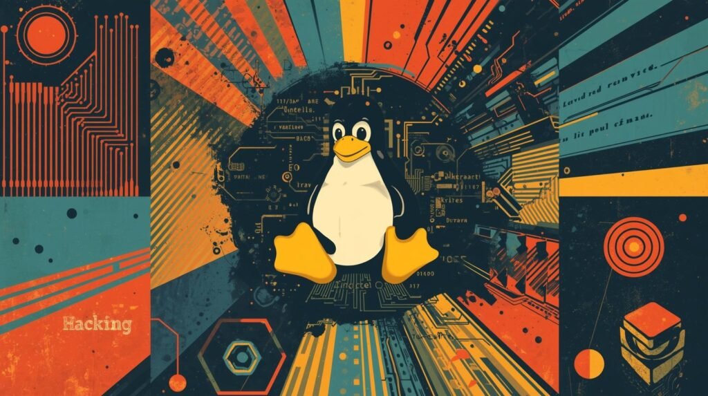Best Linux Distro for Hacking: How to Choose the Right One for Your Lab 🧭 6 Retro-futuristic Tux the Linux mascot with digital circuits and Hacking theme.