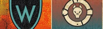 Dual design: vibrant shield with W left, vintage skull icon and OpenVPN right.