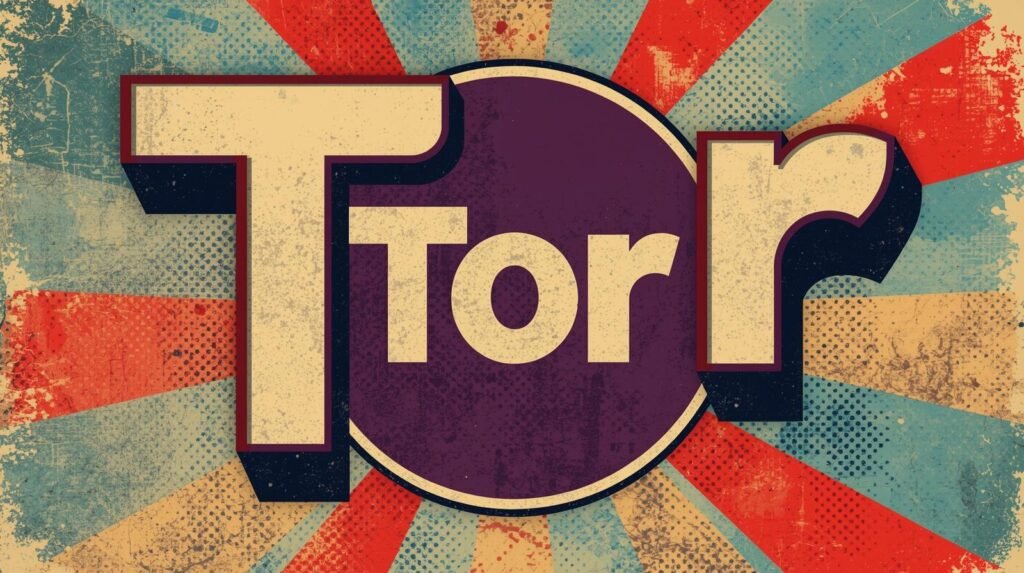 Retro Tor typography with vintage flair, dynamic radial background, and aged paper texture.
