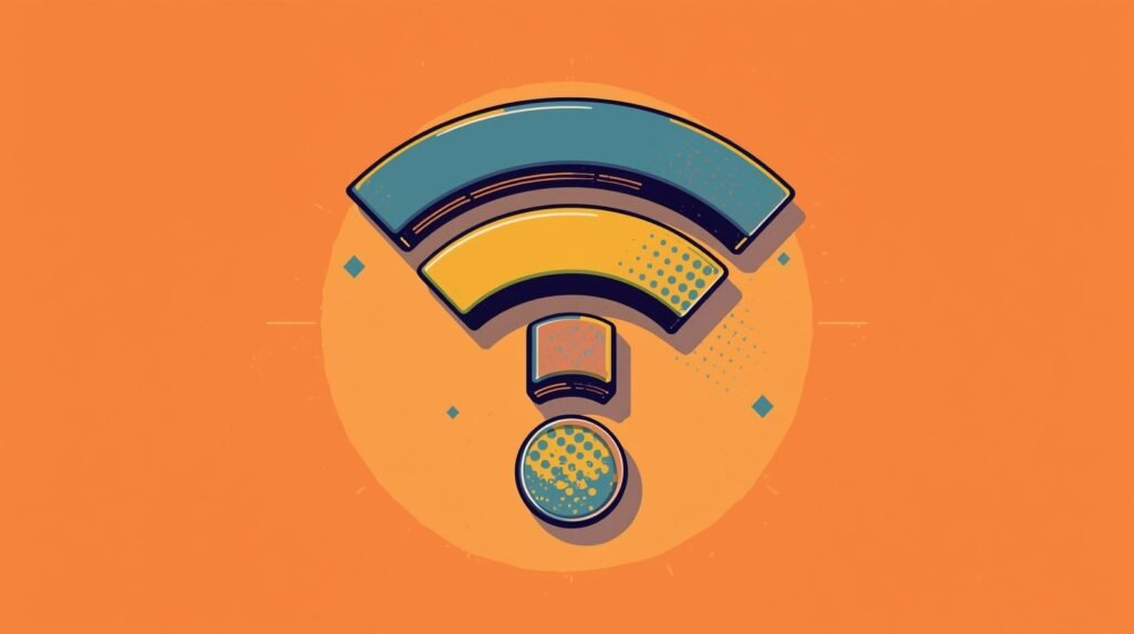 WiFi Monitor Mode Problems: Why Your Adapter Refuses to Listen 📡 7 Stylized Wi-Fi symbol with vibrant teal and yellow on an orange background.