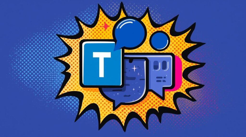 Is Microsoft Teams Encrypted? 7 Privacy Risks Businesses Ignore 🧷 3 Comic-style explosion with speech bubbles suggests encrypted, secure, private Microsoft Teams chat.