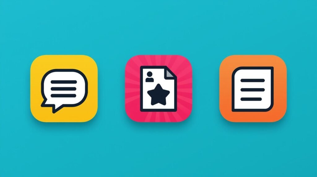Troop Messenger app icons: communication, user profile, documents. Secure chat features.
