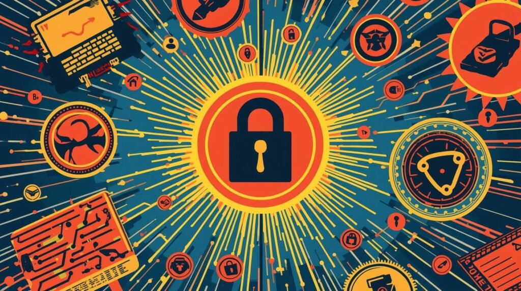 Wireshark for Beginners: 7 Brutal Packet Truths Your Network Is Hiding 🪼 4 Cybersecurity illustration with padlock, Wireshark tutorial concepts, network analysis tools depicted.