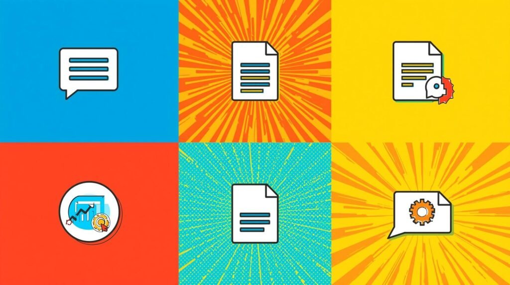 Colorful grid with icons for Troop Messenger features and secure team communication tools.