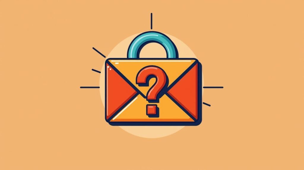Proton Mail Business Email: 7 Privacy Wins Big Tech Hates 6 Secure email illustration with padlock and question mark, highlighting Proton Mail for businesses.