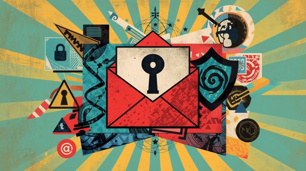 Proton Mail Business Email: 7 Privacy Wins Big Tech Hates 3 Abstract art depicting secure email concepts: Proton Mail, encryption, privacy, business domain.