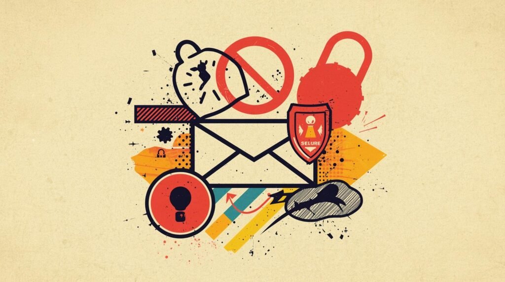 Secure business email with encryption, privacy, and time-sensitive communication emphasis.