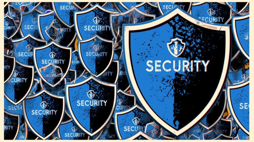 Blue security shields layered with SECURITY text, resembling a Malwarebytes protection theme.