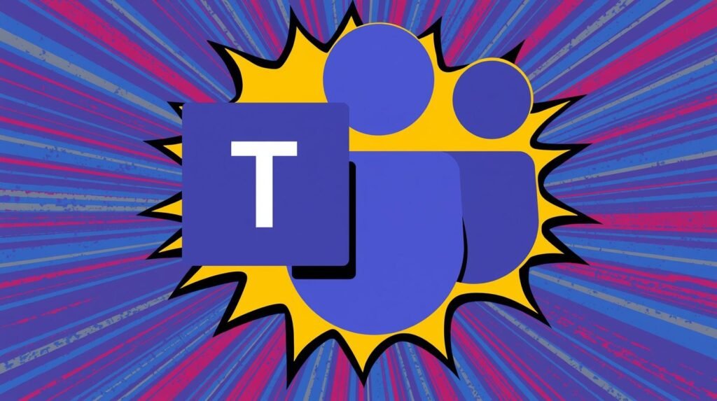 Microsoft Teams logo in vibrant pop art style, symbolizing secure, encrypted communication.